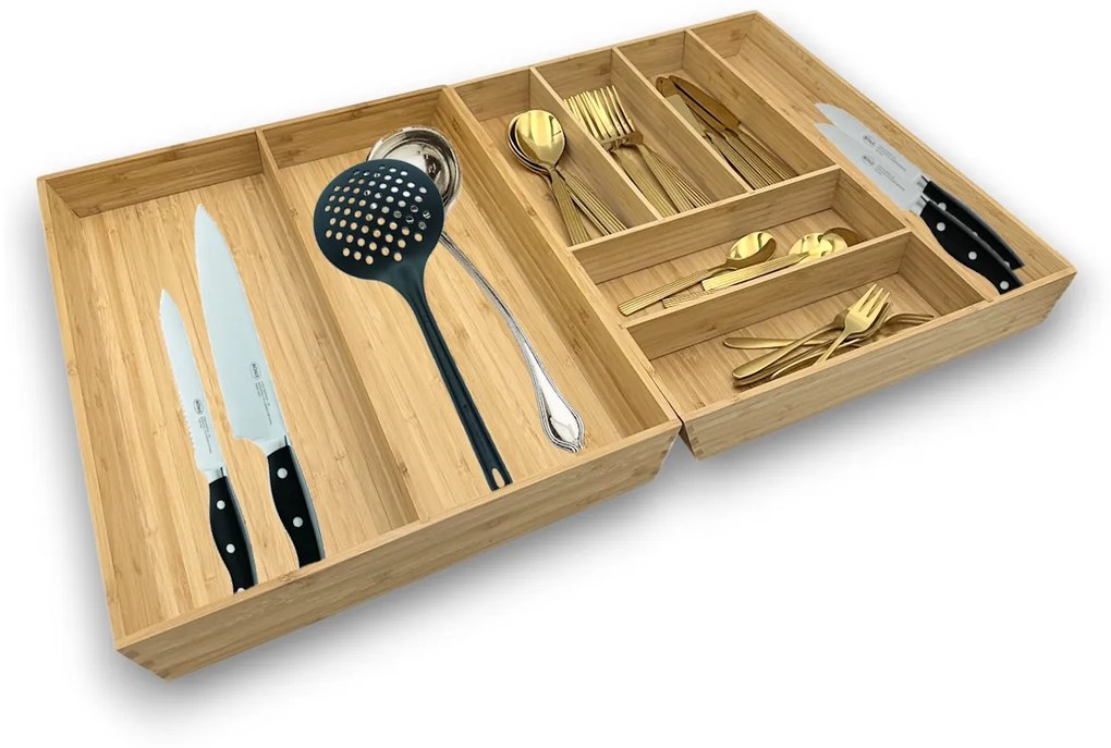 Kesper Organizér do zásuvky, príborník + na kuchynské náradie bambusový KESP 70 x 43 cm (SADA)