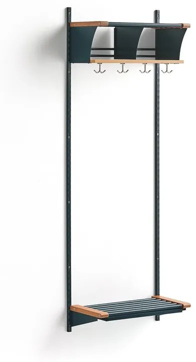 Vešiaková stena JEPPE s 2 priehradkami, základná sekcia, 1790x600x310 mm, modrá/dub