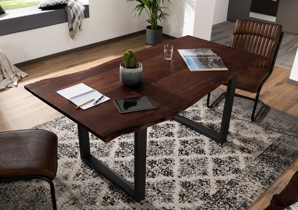 Bighome - METALL Jedálenský stôl s tmavošedými nohami 180x90, akácia, hnedá