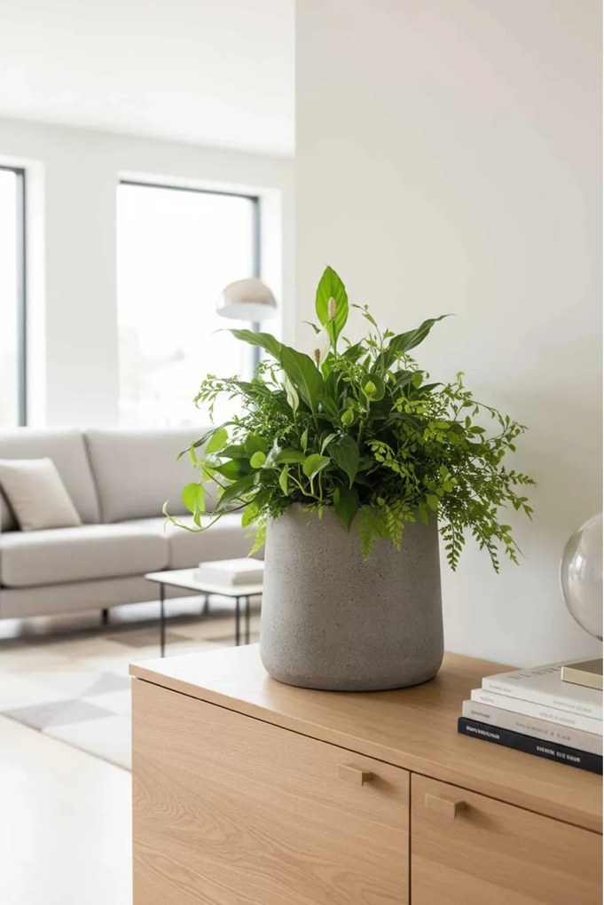 Moderný kvetináč VEKRA, sklolaminát, 40x40 cm, sivý