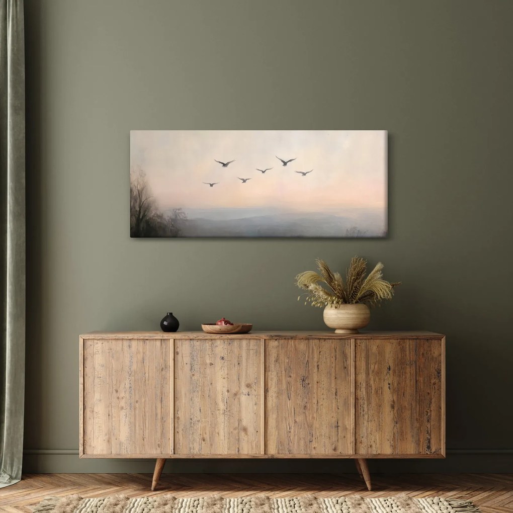 Obraz - Hejno vtákov (120x50 cm)