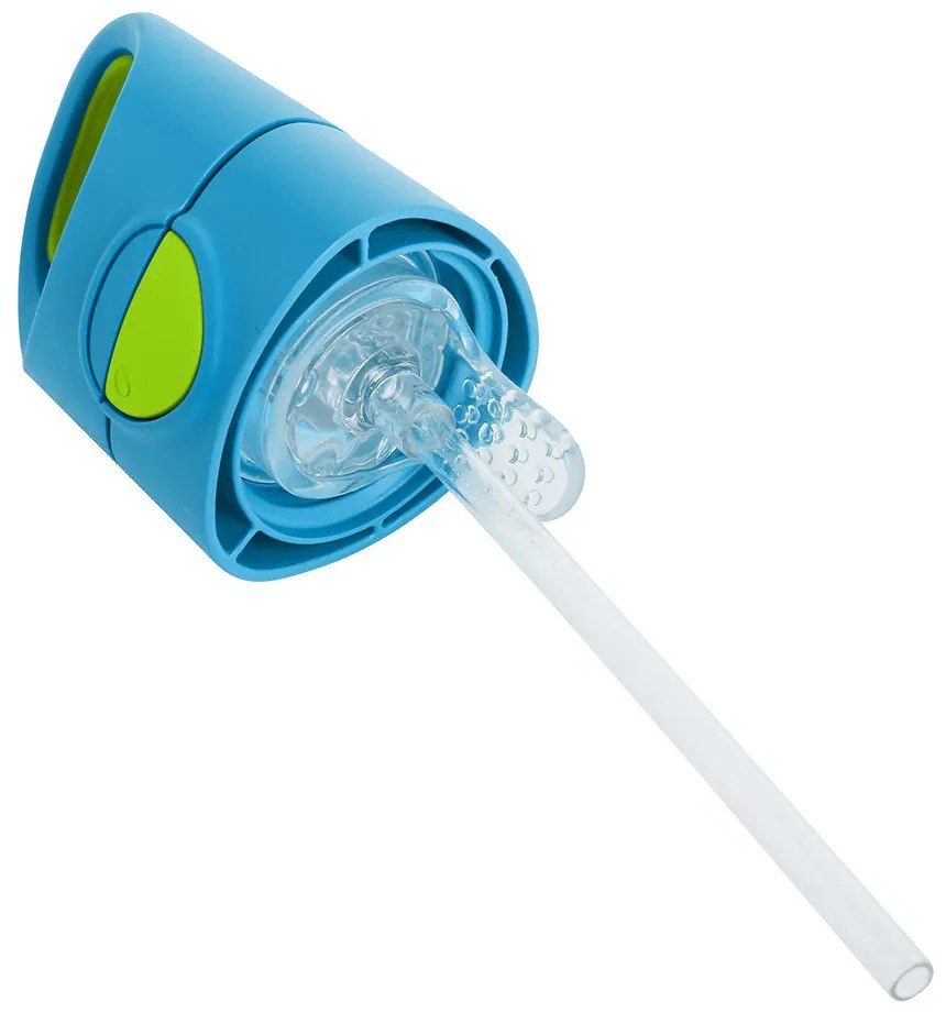 Fľaša na pitie so slamkou 450 ml - modrá/zelená