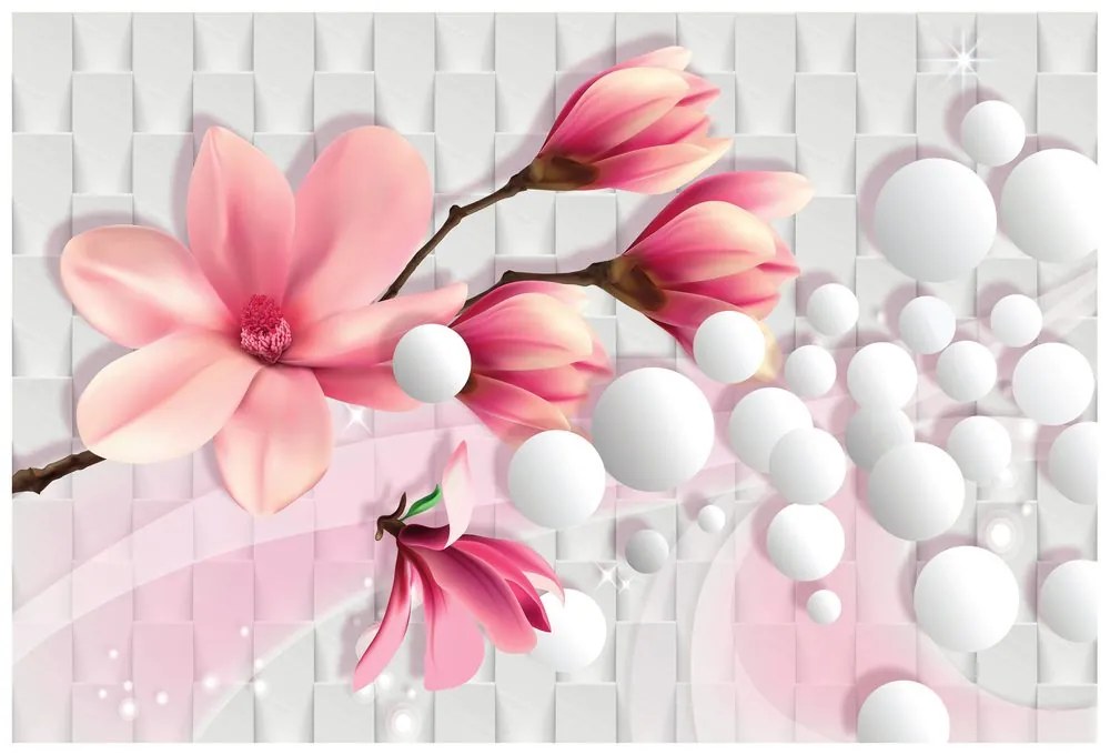 Samolepiaca tapeta magnólia s abstraktnými prvkami