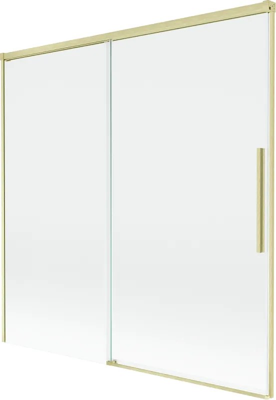 Mexen Rox, 2-krídlová posuvná vaňová zástena 160 x 150 cm, 8mm číre sklo, zlatý matný profil, 8C9-160-001-55-00