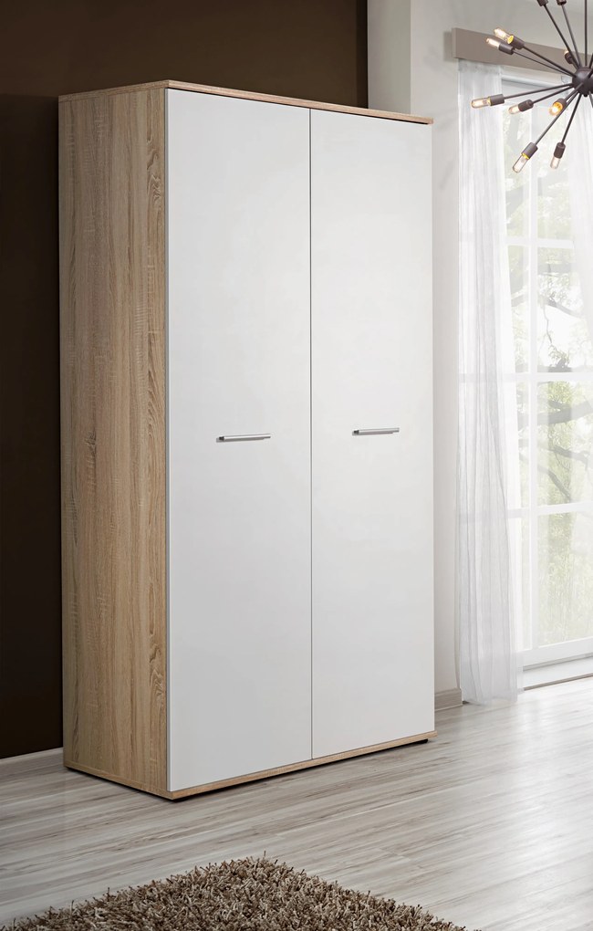 Šatníková skriňa Daron 2D 23 DSW DI-03 (dub sonoma + biela). Akcia -21%. Vlastná spoľahlivá doprava až k Vám domov. 1024528