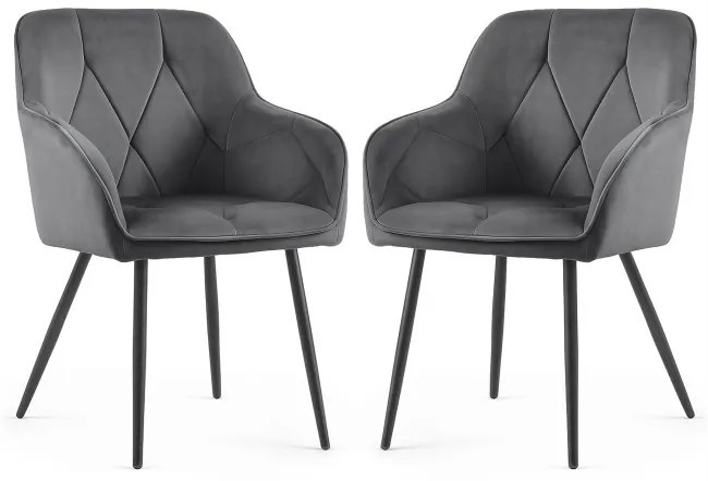 Sada dvoch jedálenských stoličiek DIAMANT zamatové, grafitové / čierne nohy (2 ks)