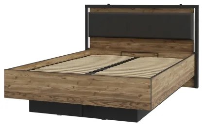 Dvojlôžková posteľ s úložným priestorom OREN 140x200 cm hnedá/čierna