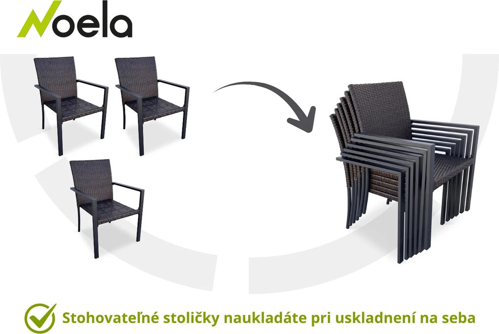 Noela Záhradný jedálenský set Viking M + 4x ratanová stolička Wicker Pat