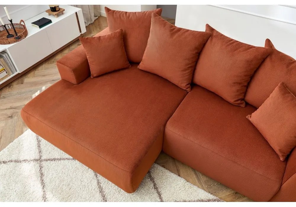 Oranžová zamatová rohová pohovka Enjoy – Bobochic Paris