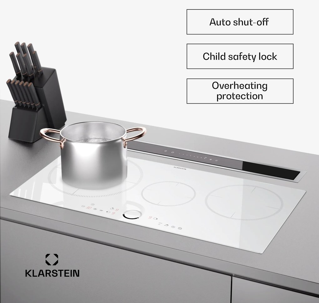Klarstein Delicatessa 80, vstavaná indukčná varná doska, 3 zóny, 6000 W, Paella zóna, sklokeramika