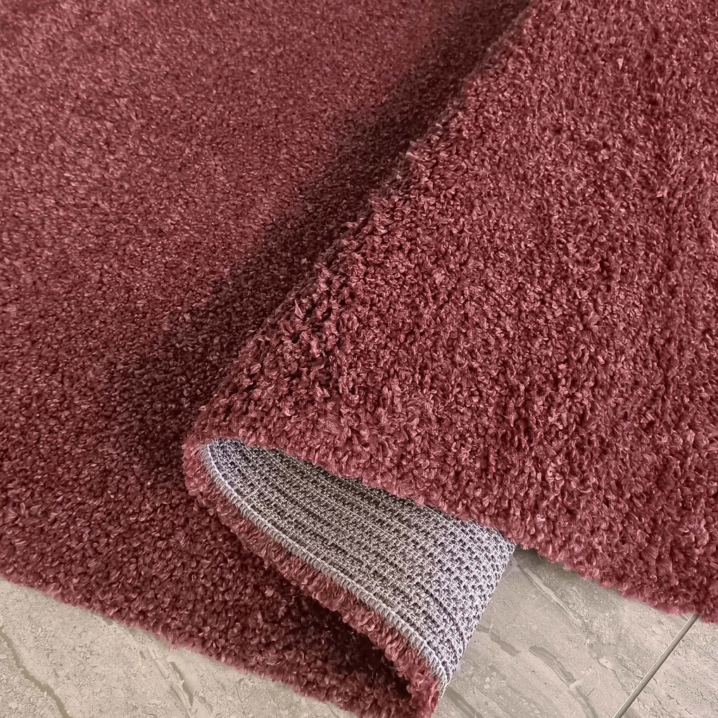 DY Červený jednofarebný shaggy koberec Santo Rozmer: 120x170 cm