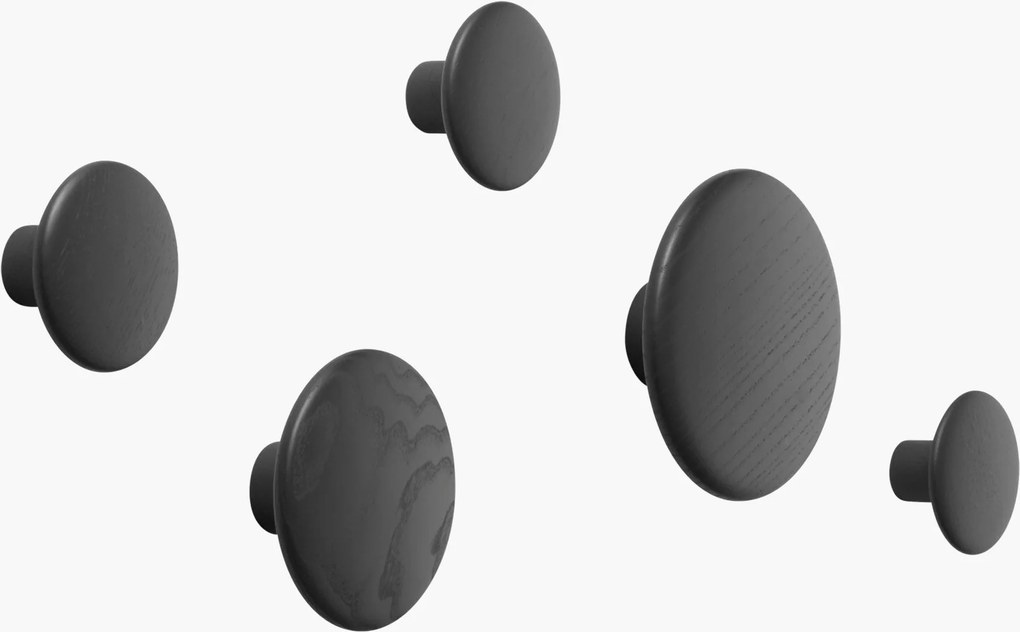 Nástenné háčiky z dubového dreva Dots, 5 ks