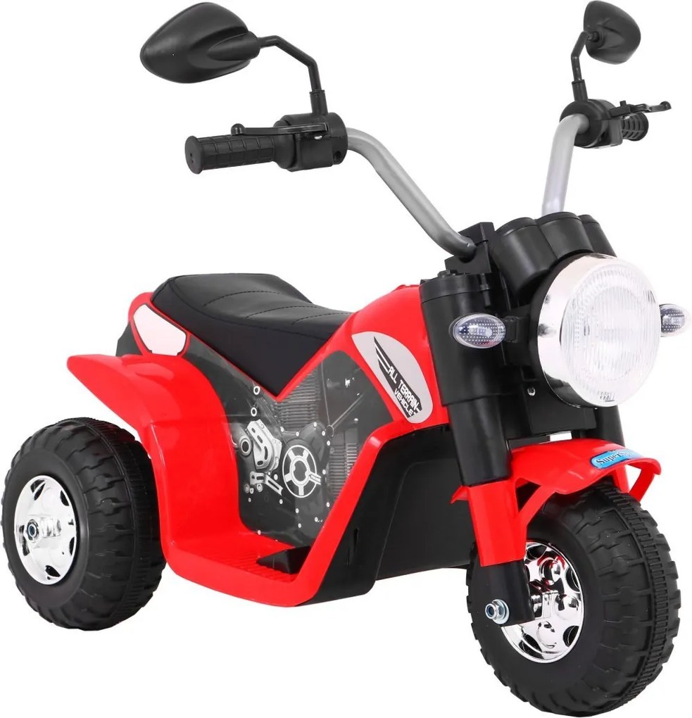 Ramiz Detský batériový motocykel MiniBike červený + zvuky + LED svetlá + ekokoža