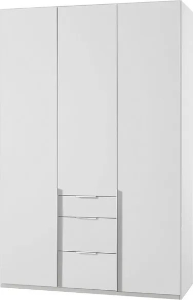 Šatníková skriňa so zásuvkami New York D, 135 cm, biela / biely lesk