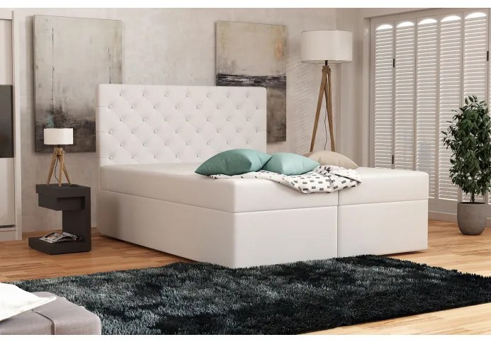 Elegantná čalúnená posteľ 180x200 ALLEFFRA - biela