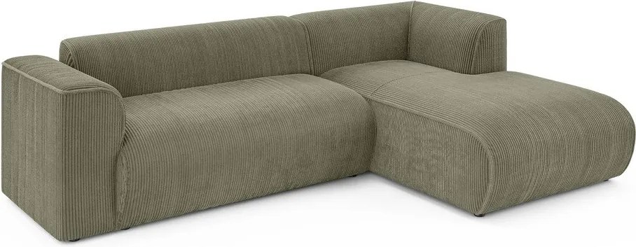 Zelená menčestrová rohová pohovka (pravý roh/s leňoškou) Merid – Ropez