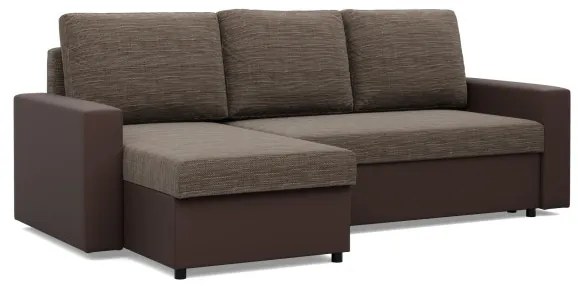Rohová rozkladacia sedačka LUNA hnedá / cappuccino