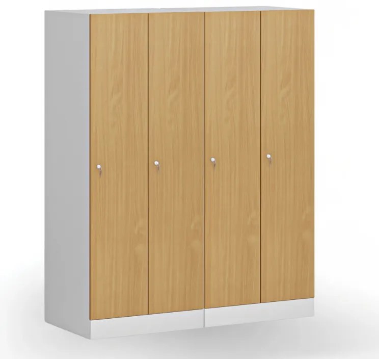 Šatníková skrinka S1 znížená, 2 oddiely, 1500 x 600 x 500 mm, demont, cylindrický zámok, laminované dvere, orech