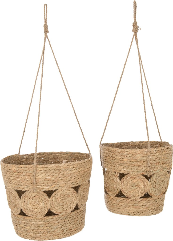 2ks prírodný závesný košík z morskej trávy - Ø 28*26 / Ø 32*27 cm