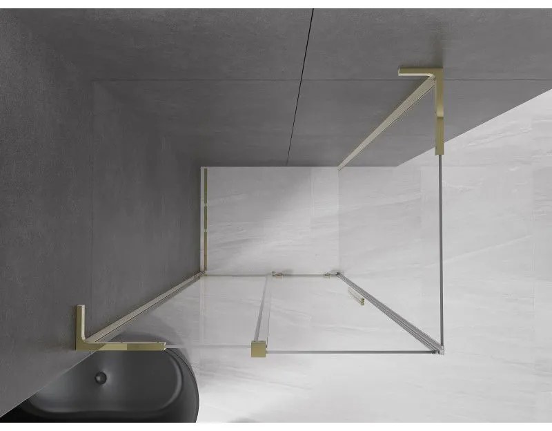 Mexen Velar L, sprchový kút s posuvnými dverami 110 x 75 cm, 8mm číre sklo, zlatá lesklá, 871-110-075-03-50