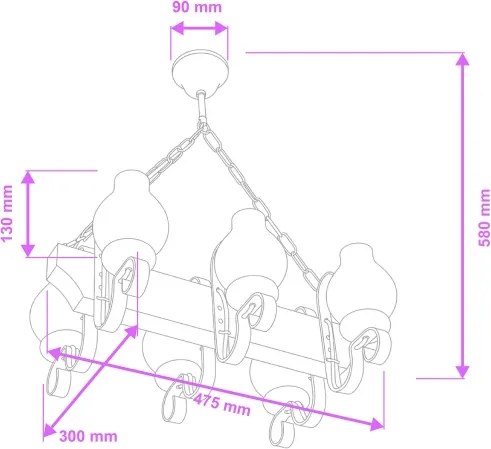 Brilagi - Závesný luster na reťazi QUEEN 6xE14/40W/230V buk/krémová