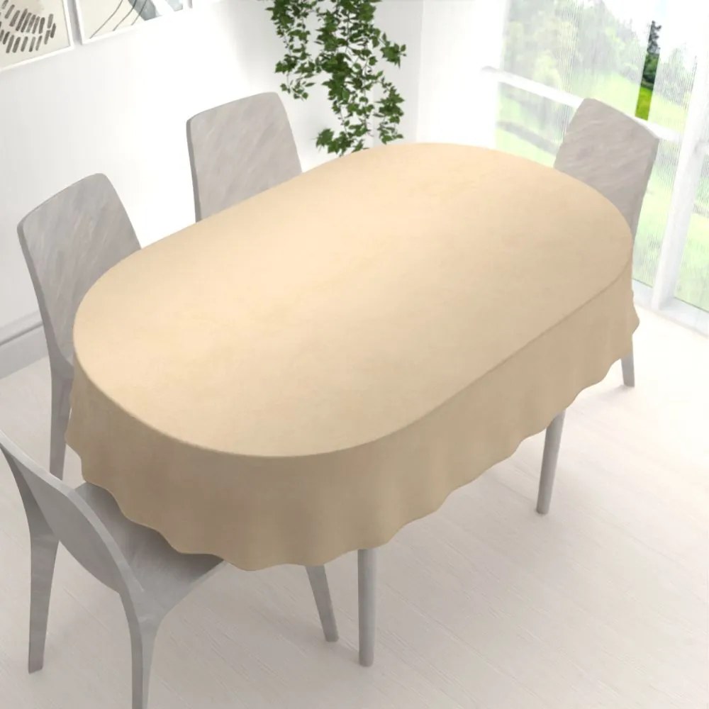 Biante Veľký zamatový oválny obrus Velvet Premium SVP-045 Kávovo béžový 160x200 cm