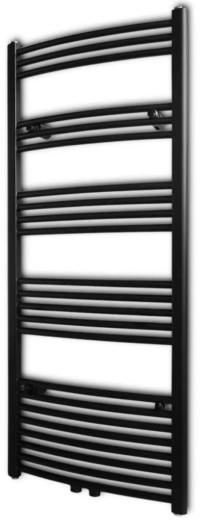 vidaXL Čierny rebríkový radiátor na centrálne vykurovanie, zaoblený 600 x 1424 mm