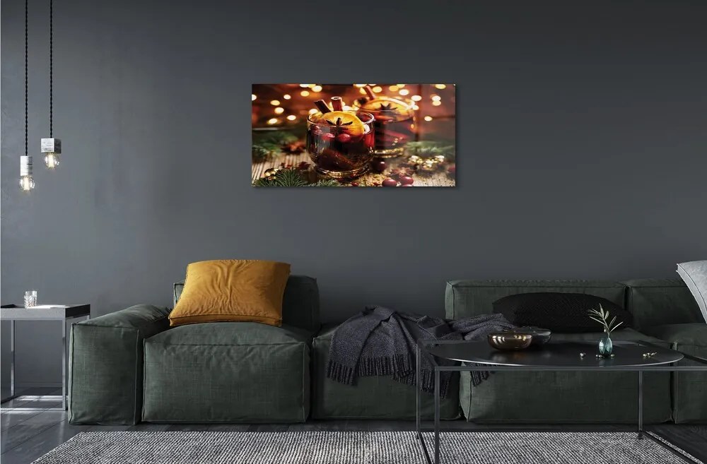 Obraz na skle Winter škoricový čaj 120x60 cm