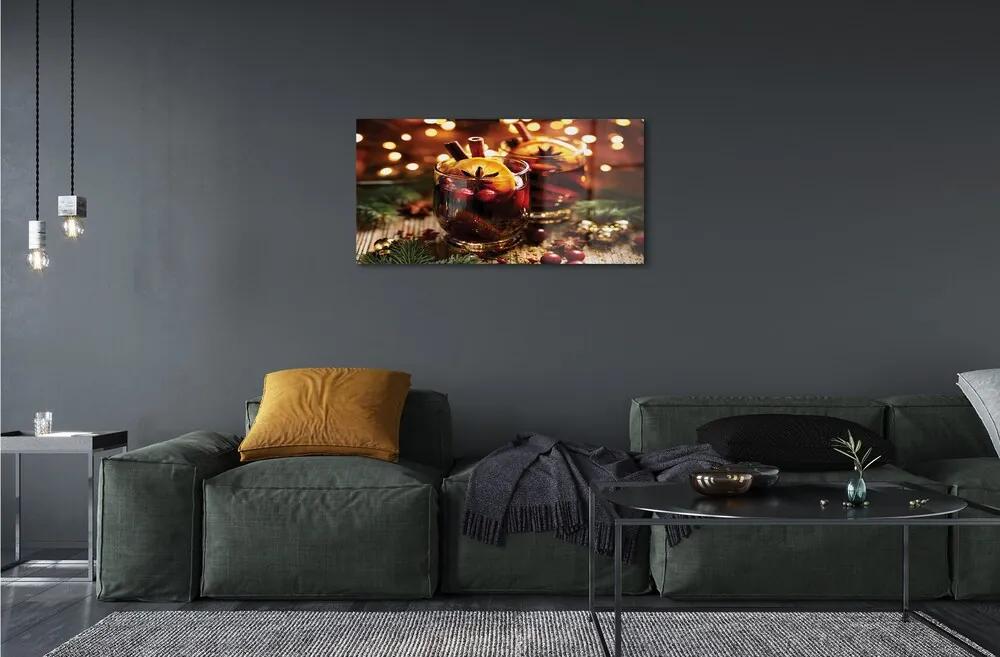 Obraz na skle Winter škoricový čaj 125x50 cm