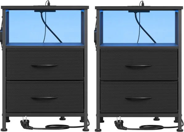 Sada 2 nočných stolíkov s LED osvetlením a nabíjacou stanicou LGSB35202B102