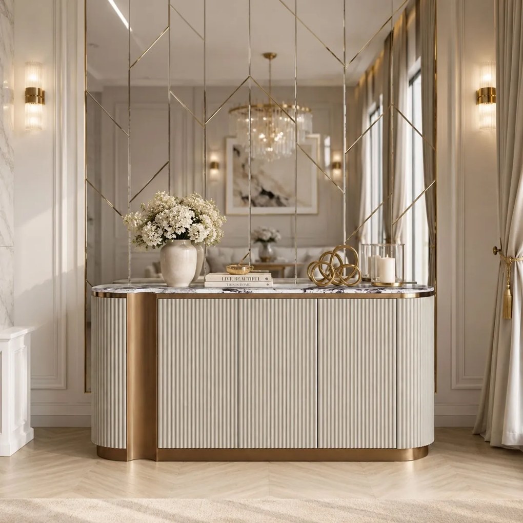 KOMODA CASTELLO KRÉMOVÁ + MRAMOR 158 cm