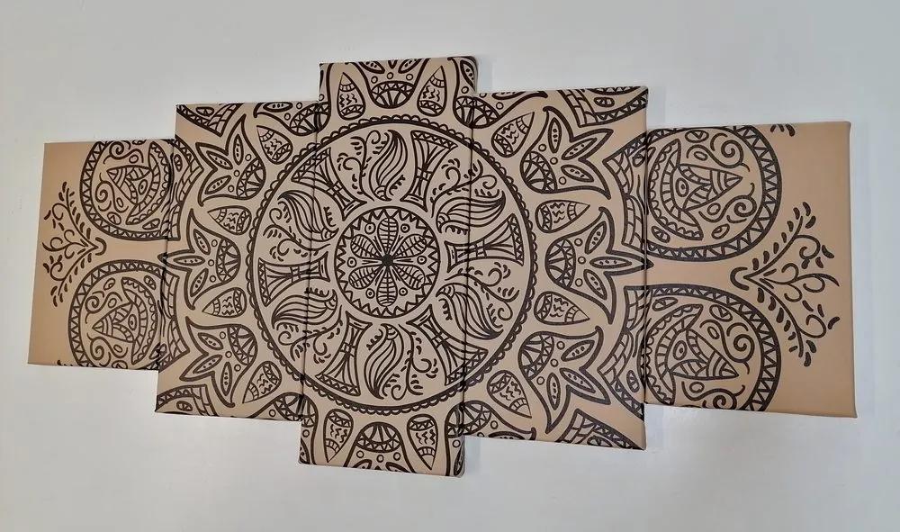 5-dielny obraz Mandala s abstraktným prírodným vzorom Varianta: 100x50