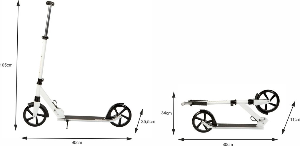 Bauerkraft Skladacia mestská kolobežka pre deti a mládež Bauerkraft, 200 mm kolesá, 95–105 cm
