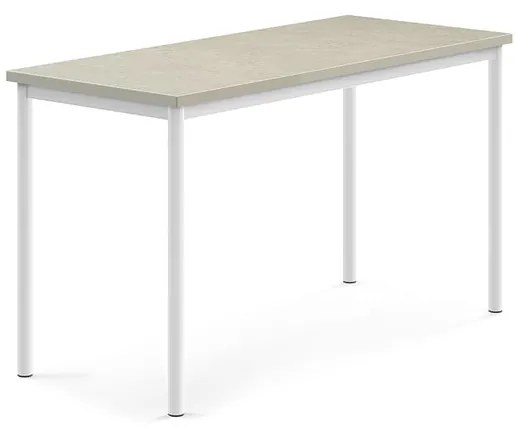 Stôl SONITUS, 1400x600x760 mm, linoleum - svetlošedá, biela