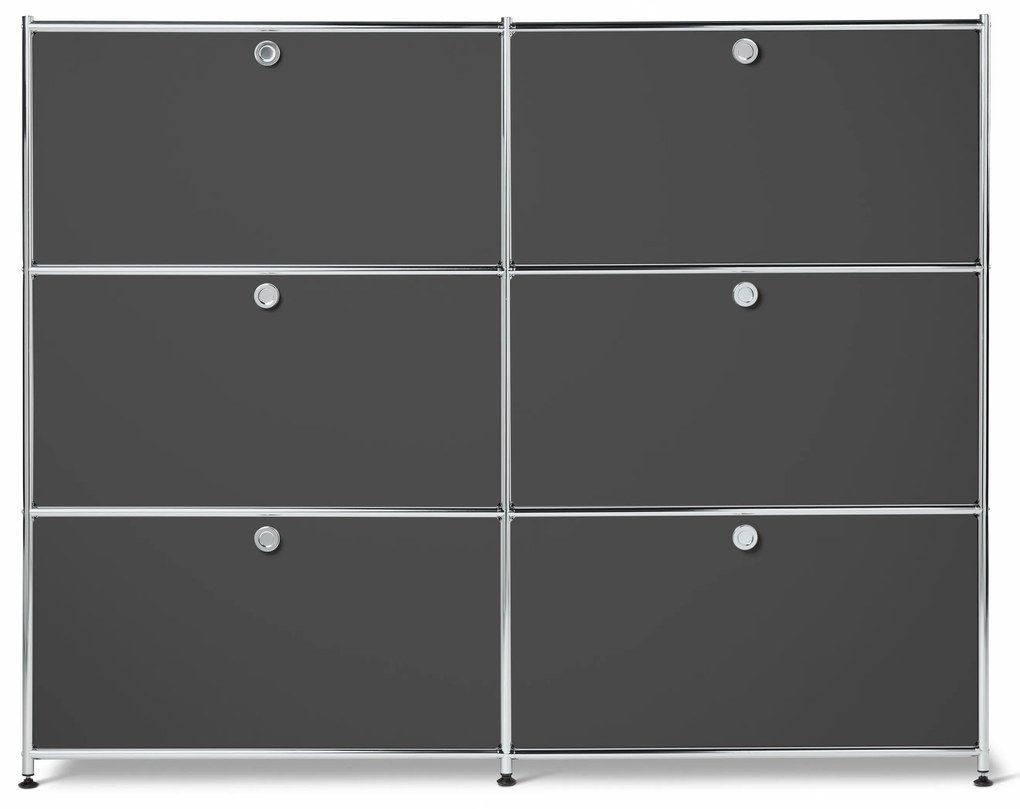 Veľká kovová komoda »CN3« so 6 výklopnými priehradkami, sivá