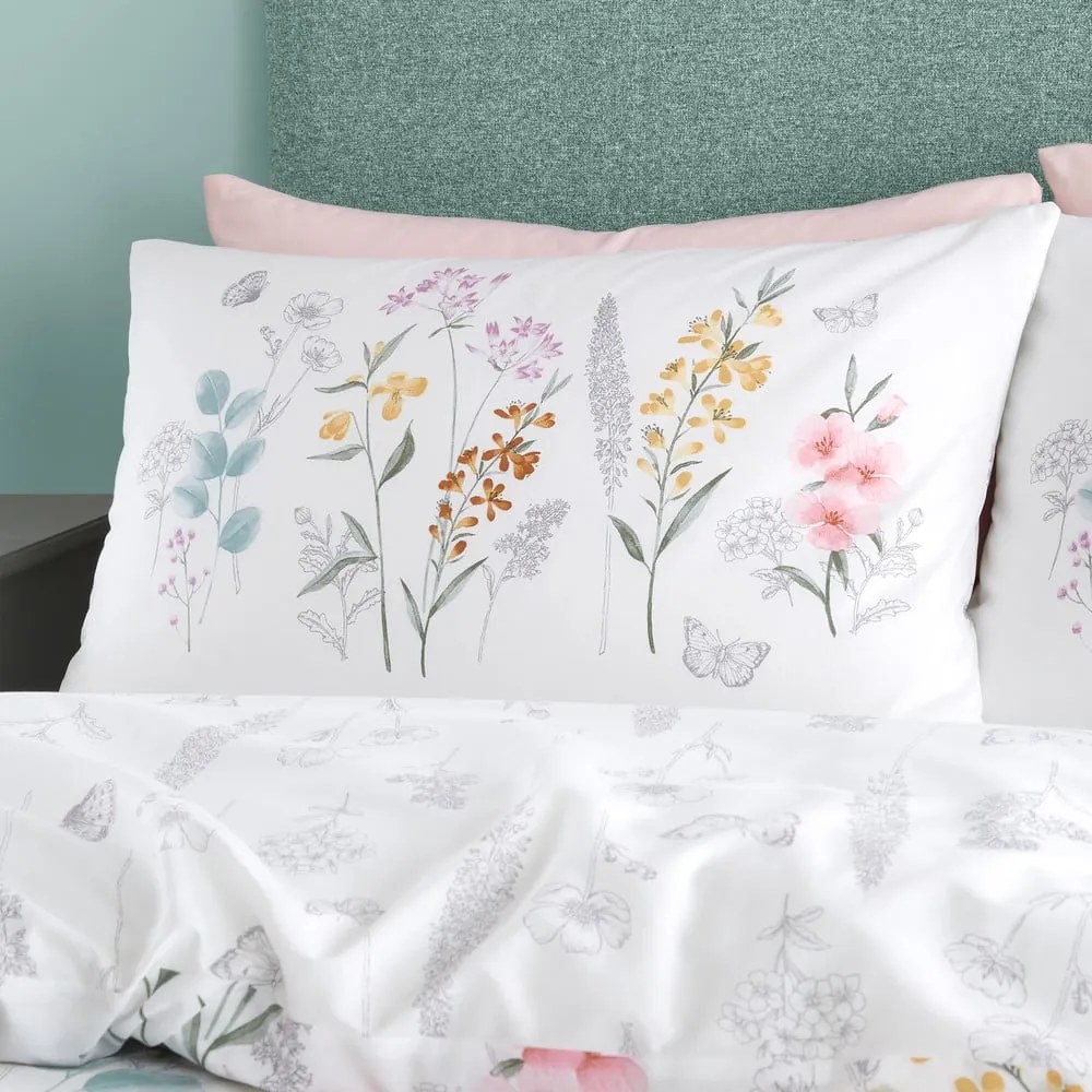Biele obliečky na dvojlôžko 200x200 cm Emilia Floral – Catherine Lansfield