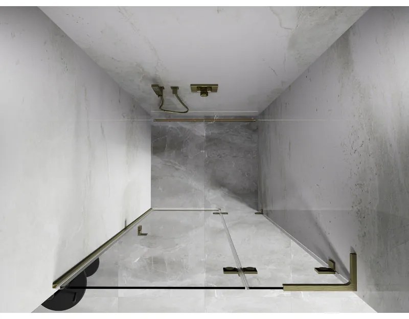 Mexen, Mexen Lunar L pravé otočné sprchové dvere 125 cm, transparentné, brúsené zlaté - 834L-125-000-55-00-P