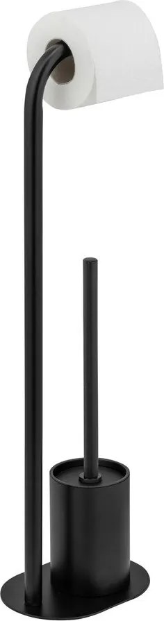 Čierny oceľový stojan na toaletný papier s kefou Levante – Wenko