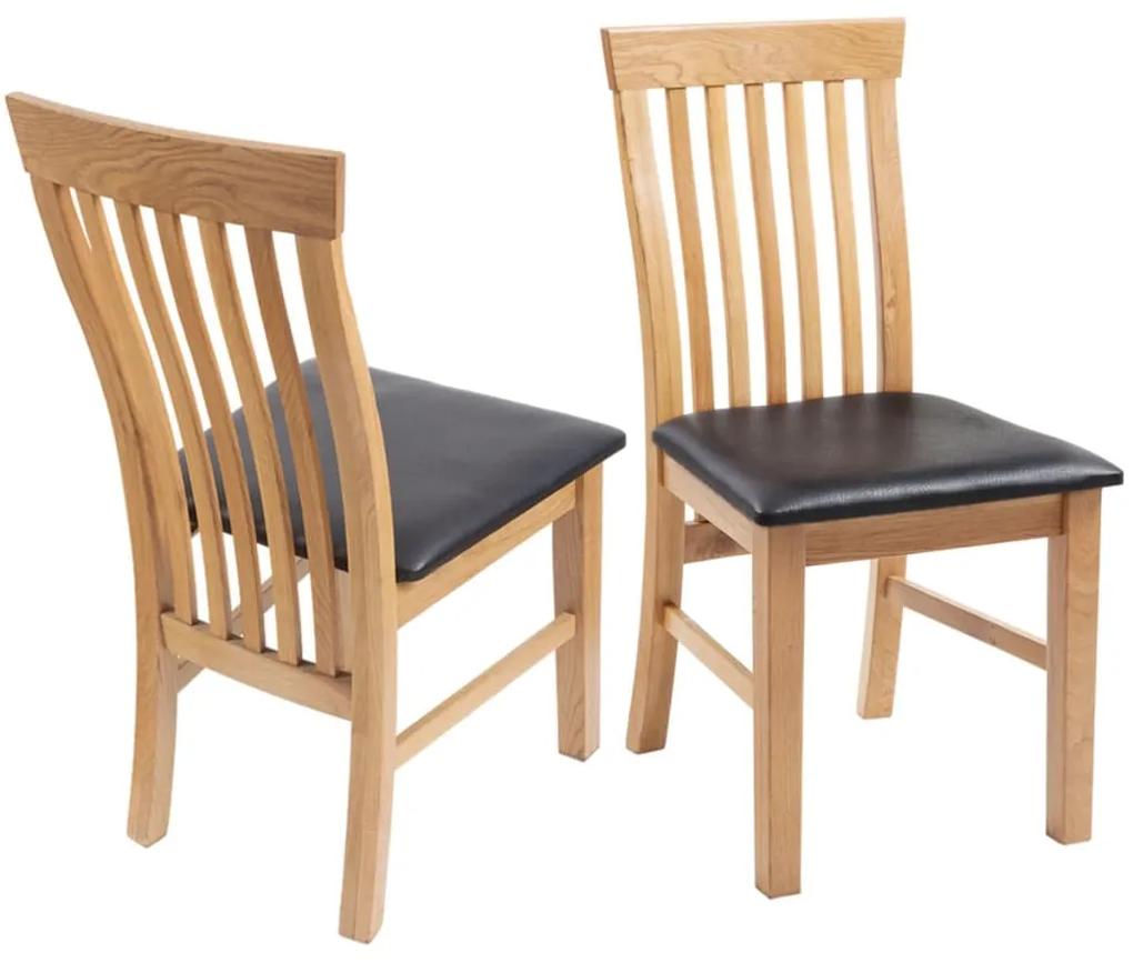 Jedálenské stoličky 4 ks, dubový masív a umelá koža