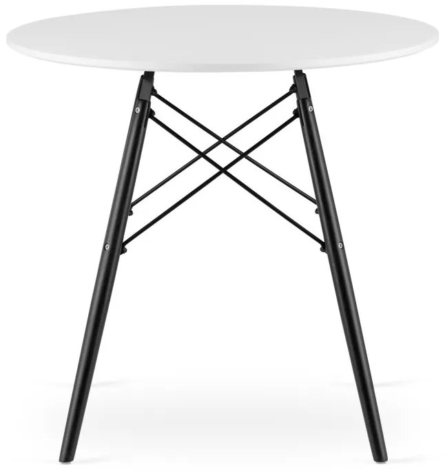 Jedálenský stôl 80 cm biely / čierne nohy