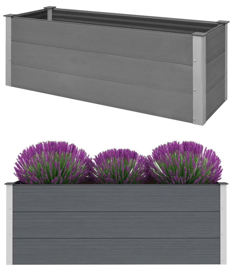 vidaXL Vyvýšený záhradný záhon, WPC 150x50x54 cm, sivý
