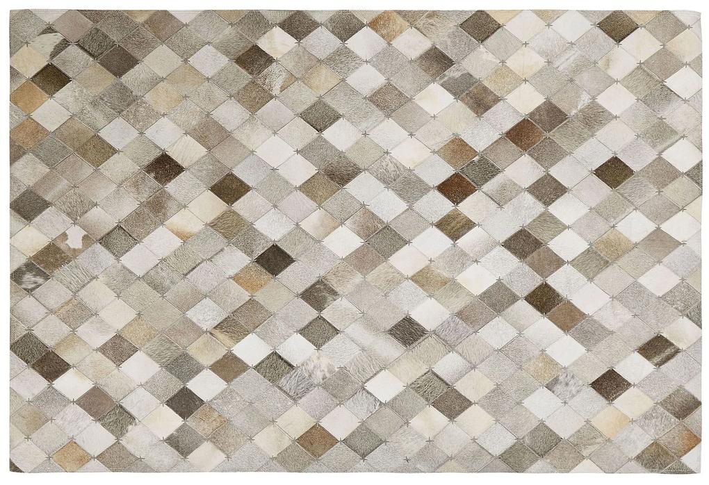 Kožený koberec 140 x 200 cm sivá/hnedá BANAZ Beliani