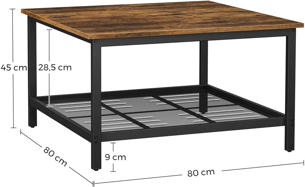 VASAGLE Štvorcový konferenčný stolík 80 x 45 x 80 cm