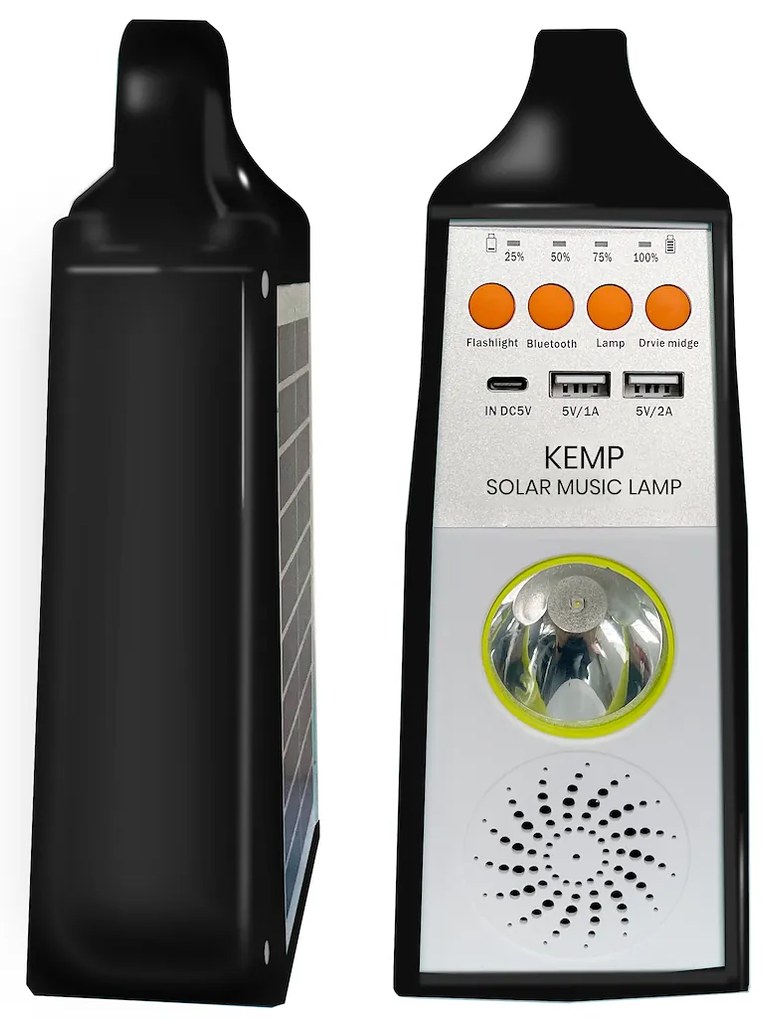 Ecolamp Multifunkčná solárna LED lampa s reproduktorom a powerbankou Kemp