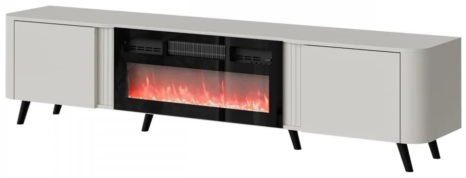 TV skrinka/stolík s krbom Newort 200 EF, Farby: čierna matná