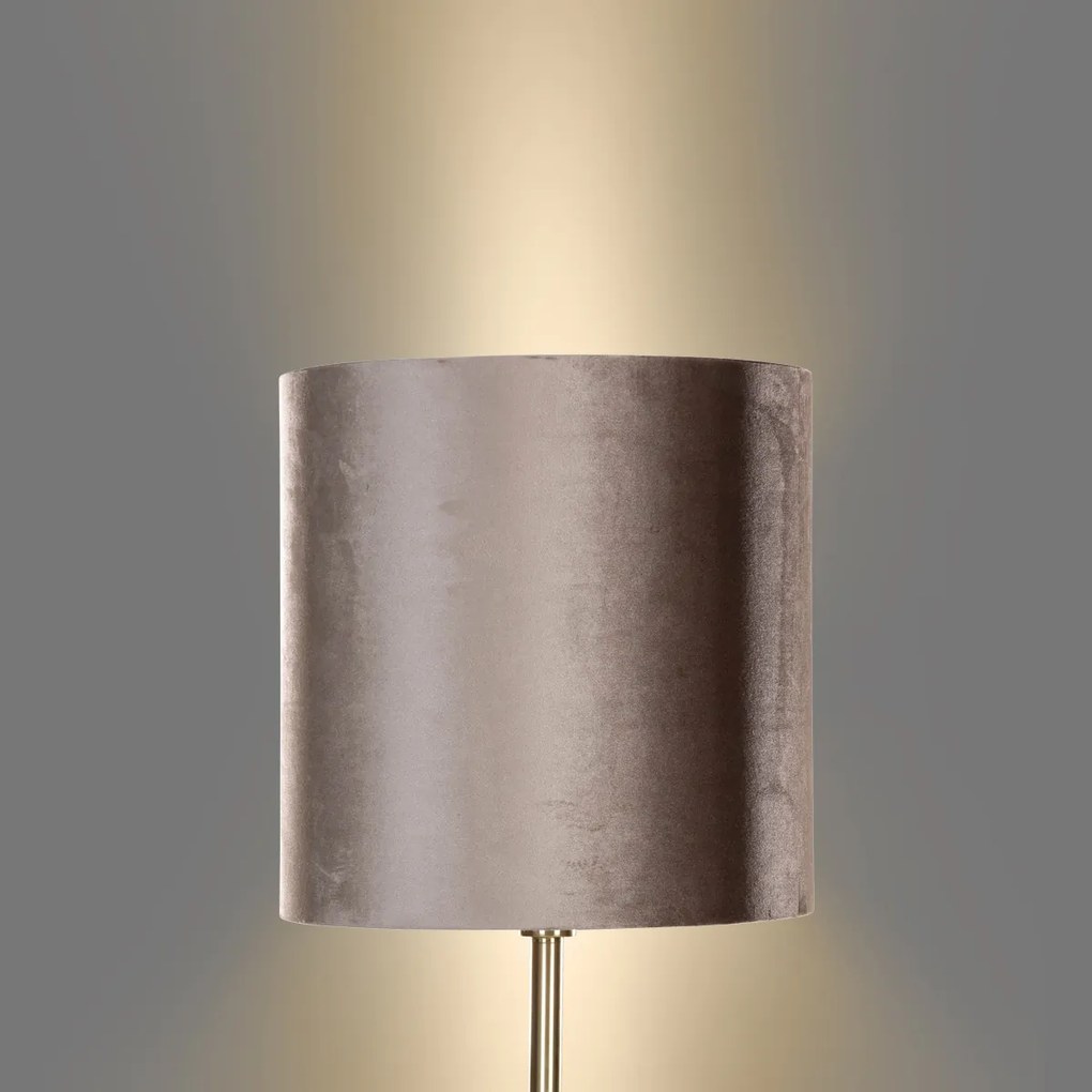 Stojacia lampa mosadzná so zamatovým tienidlom sivohnedá 50cm - Simplo