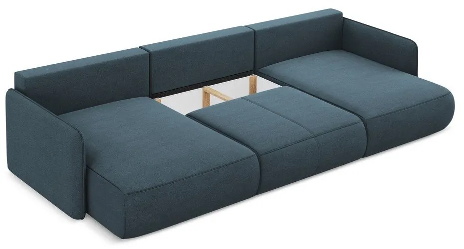 Modrá rozkladacia/s úložným priestorom rohová pohovka Nanea – Makamii