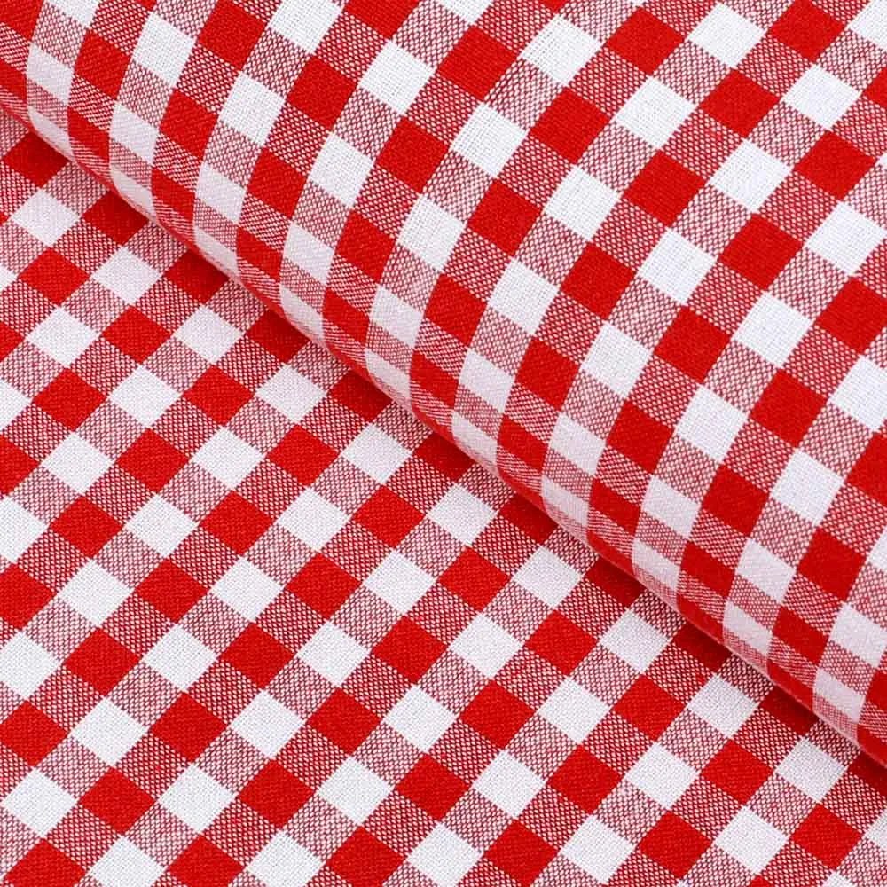 Biante Bavlnený behúň na stôl Olivia OL-008 Červeno-biela kocka malá 35x120 cm