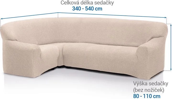 Super strečové poťahy RUBINIA smotanová rohová sedačka (š. 340 - 540 cm)
