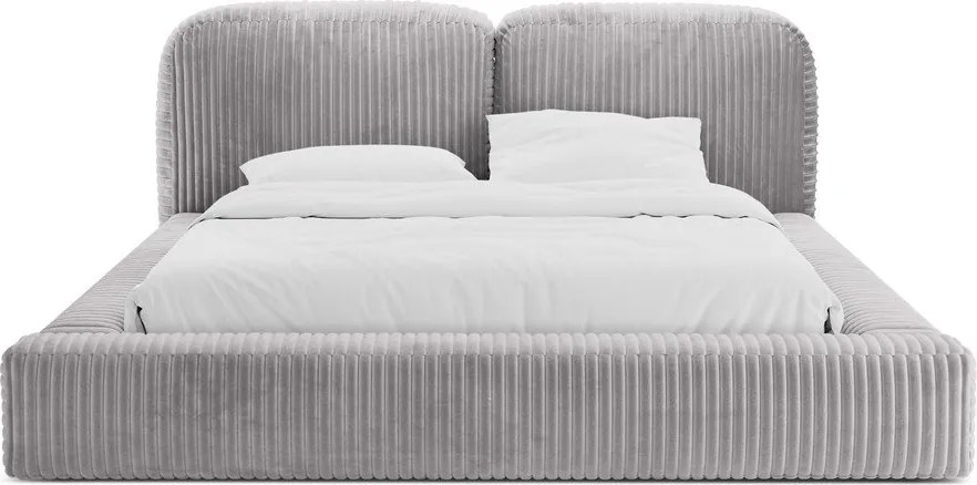 Svetlosivá čalúnená dvojlôžková posteľ s úložným priestorom s roštom 180x200 cm Martina – Micadoni